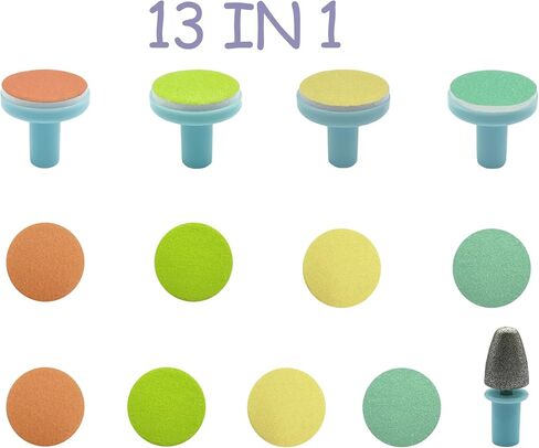 Nail File Replacement Pads 13 in 1- Baby Electric Nail Trimmer Clipper Sandpaper Pads (Assorted Pads with Blue Base) in Saudi Arabia