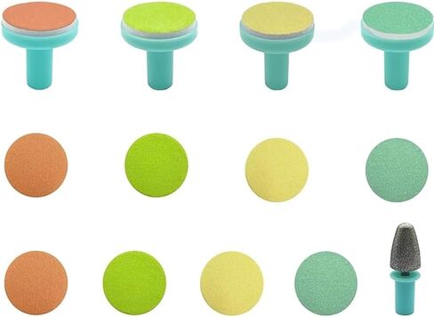 Nail File Replacement Pads 13 in 1- Baby Electric Nail Trimmer Clipper Sandpaper Pads (Assorted Pads with Blue Base) in Saudi Arabia