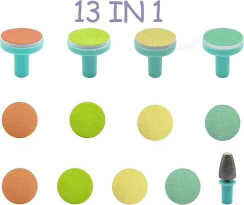Nail File Replacement Pads 13 in 1- Baby Electric Nail Trimmer Clipper Sandpaper Pads (Assorted Pads with Blue Base) in Saudi Arabia