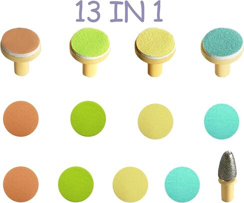 Nail File Replacement Pads 13 in 1- Baby Electric Nail Trimmer Clipper Sandpaper Pads (Assorted Pads with Blue Base) in Saudi Arabia