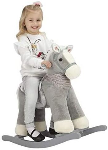 Rock My Baby Rocking Horse, Dark Brown Horse Rocker for Toddlers 18M+, Plush Ride on Horse Toy with Realistic Sound,Soft Stuffed Filling, CPC Certified in Saudi Arabia