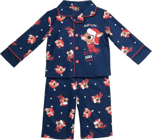 طقم بيجامة للأطفال مكون من قطعتين من معطف أمامي لعيد الميلاد من Baby Starters يضم رودولف حيوان الرنة ذو الأنف الأحمر والأصدقاء in Kuwait