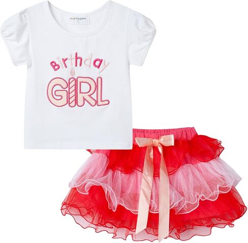 Mud Kingdom Little Girls Birthday Outfit Embroidered T-Shirt and Tutu Skirt Set with Unicorn Headband in Saudi Arabia