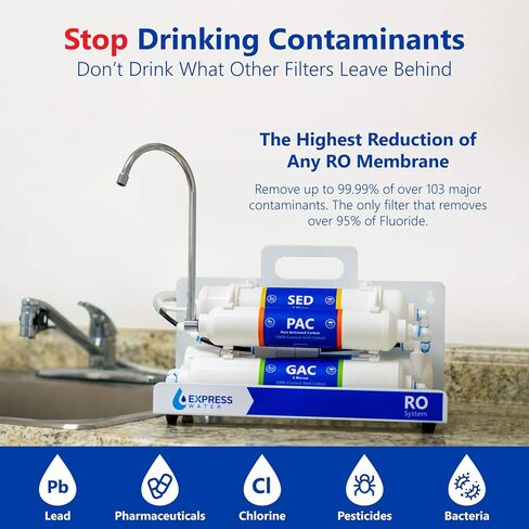 EXPRESS WATER EZRO5 Countertop Reverse Osmosis Water Filtration System, RO, White in Saudi Arabia