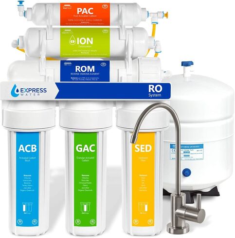 Express Water RODI10D Reverse Osmosis Deionization Water Filtration System – 6 Stage RO Water Filter with Faucet and Tank – Under Sink Water Filter – 100 GPD in Kuwait
