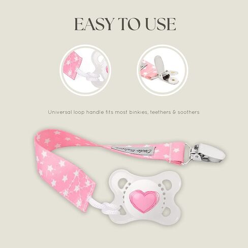Dodo Babies Pacifier Clip Set - Universal Holder & Pacifier Holder - Detachable Binky Case & Binky Clip - Durable Polyester Straps - 5-Piece Set, Blue/White/Grey Geo Prints in Saudi Arabia