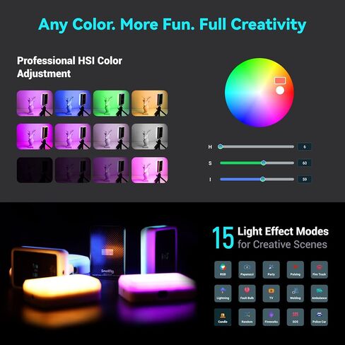 مصباح فيديو SmallRig RM75 RGB، لوحة إضاءة LED محمولة بالألوان الكاملة RGBWW، بطارية 4000 مللي أمبير في الساعة، 2500-8500K، CRI96، TLCI 98، جذب مغناطيسي وتطبيق، للتصوير الفوتوغرافي لمدونات الفيديو 3290 in Saudi Arabia