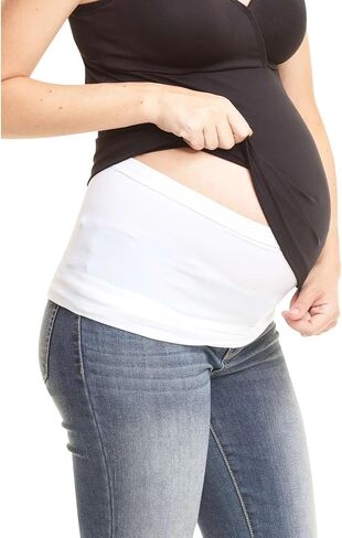 Hanes Maternity Belly Band for Pregnant Women 2 Pack - Moisture Wicking Stomach and Back Support, White, S/M in Saudi Arabia