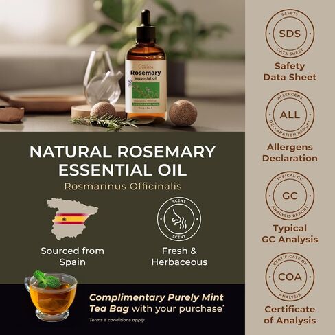Gya Labs Peppermint Essential Oil for Diffuser & Hair - Huge 4 Fl Oz - 100% Pure Natural Peppermint Mint Oil for Skin, Body - with Herbal Tea, Mint Tea & Mint Caffeine Free Tea in Saudi Arabia