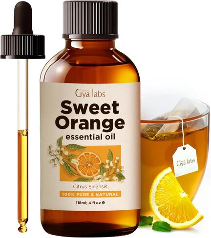Gya Labs Peppermint Essential Oil for Diffuser & Hair - Huge 4 Fl Oz - 100% Pure Natural Peppermint Mint Oil for Skin, Body - with Herbal Tea, Mint Tea & Mint Caffeine Free Tea in Saudi Arabia