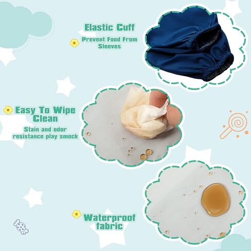 Jeyiour 6 Pack Long Sleeve Baby Bibs Mess Proof Bib Washable Feeding Bib Waterproof Smock Bib for Infant Toddler 6-24 Months in Saudi Arabia