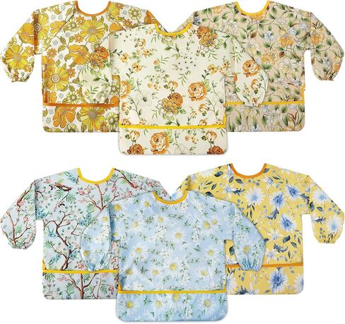 Jeyiour 6 Pack Long Sleeve Baby Bibs Mess Proof Bib Washable Feeding Bib Waterproof Smock Bib for Infant Toddler 6-24 Months in Saudi Arabia