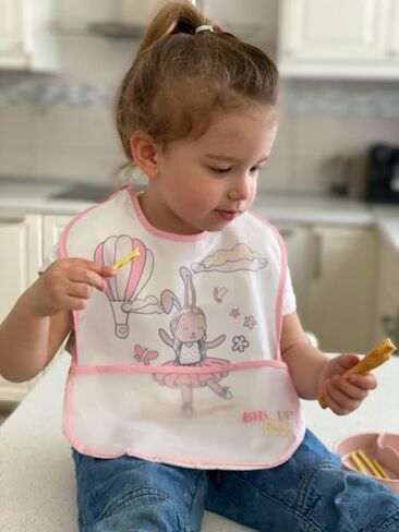 Bib Up Baby Premium Feeding Bibs with Clip Secure Attachment & Food Catcher Pocket for Baby & Toddler Girls & Boys in Saudi Arabia