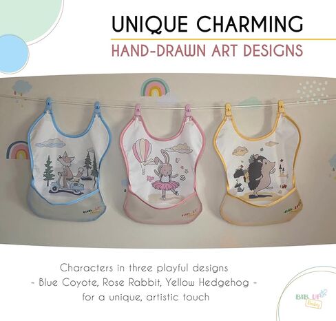 Bib Up Baby Premium Feeding Bibs with Clip Secure Attachment & Food Catcher Pocket for Baby & Toddler Girls & Boys in Saudi Arabia
