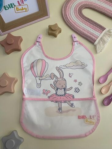 Bib Up Baby Premium Feeding Bibs with Clip Secure Attachment & Food Catcher Pocket for Baby & Toddler Girls & Boys in Saudi Arabia