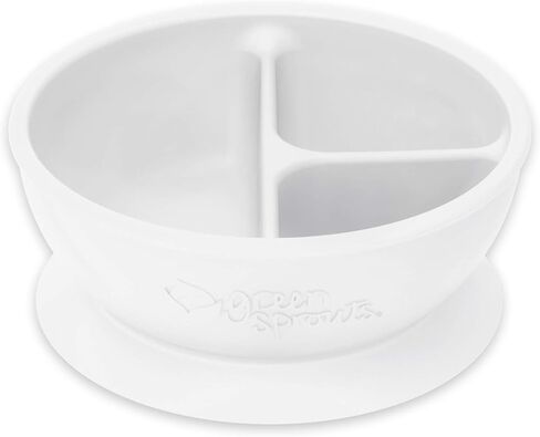 وعاء التعلم للبراعم الخضراء | يساعد الطفل على تطوير مهارات الأكل المستقلة | سيليكون مقاوم للحرارة، قاعدة كوب شفط مع عروة سهلة التحرير، 3 أقسام محددة لقياس الأجزاء، آمنة للاستخدام في غسالة الأطباق in Kuwait