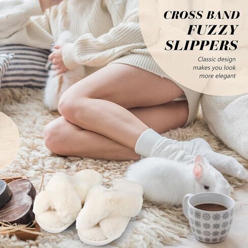 6 Pairs Bridesmaid Slippers Bulk, White Fuzzy Slippers for Women Fluffy Cozy Open Toe Soft Bride Slipper Wedding Ladies Furry House Shoes in Kuwait