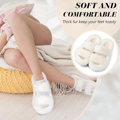 6 Pairs Bridesmaid Slippers Bulk, White Fuzzy Slippers for Women Fluffy Cozy Open Toe Soft Bride Slipper Wedding Ladies Furry House Shoes in Kuwait
