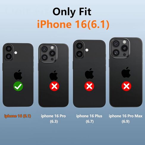 حافظة لهاتف Apple iPhone 16 مع مشبك حزام ومسند، حافظة متينة متعددة الطبقات لحماية الجسم بالكامل مع حزام حزام لهاتف Apple iPhone 16 6.1 بوصة (أسود) in Kuwait