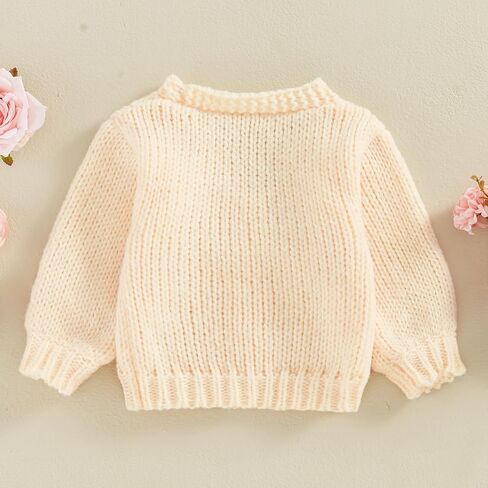 Baby Sweater Cardigan 3D Bow Cable-Knit Spring Coat Long Sleeve Button Up V-Neck Cardigan for Baby Girl Warm Coat in Kuwait