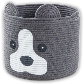 Dog Toy Storage Basket, Woven Cotton Rope Animal Storage Basket Bin for Kids, Baby Toys Basket, Dog Gifts for Dog Lovers - 12" L X 10" H, Khaki