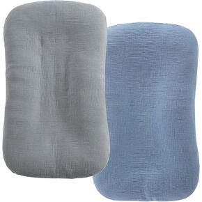 HOMBYS Muslin Baby Lounger Cover 1 Pcs for Newborn, 100% Cotton Lounger Slipcover, Ultra Soft Removable Cover for Infant Lounger Pillow (Beige Rainbow,Dusty Pink)