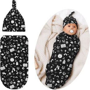 Goth Swaddle Blanket for Baby, Soft Sleeping Bag, Gothic Swaddling Sack for Newborn Skull Baby Stuff