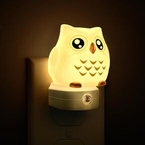 L LOHAS LED Owl Night Light for Kids, 3D Owl Night Light Plug in Wall, Dusk to Dawn Sensor, 8-Color Changing+Soft White 3000K, 3 Lighting Modes, Nursery Night Light, Children, Room Decor