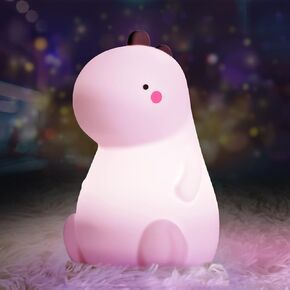 VSATEN Dinosaur Night Light for Kids, Cute Color Changing Silicone Baby Night Light with Touch Sensor, Portable Rechargeable LED Bedside Nursery Lamp for Toddler's Room, Gifts for Boys Girls, Green