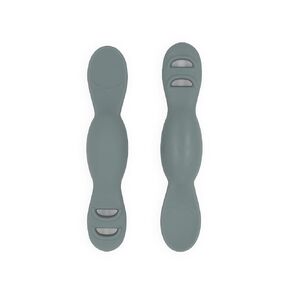 Yeah Baby Goods All You-Tensil (2 Pack) | Silicone Spoon and Dipper for Baby Led Weaning and Purées | Designed by a Feeding Specialist to Support Baby’s Development | 4+ Months (Faded Jade)