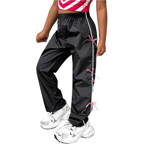 Floerns Toddler Girl's Contrast Binding Elastic Waist Bowknot Straight Leg Active Pants