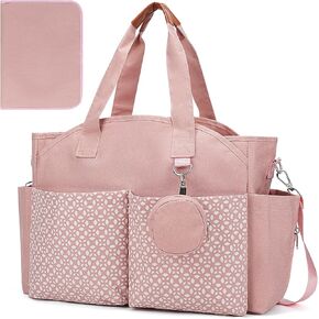 Diaper Bag Tote, Large Diaper Bag with Pacifier Case Travel Diaper Tote for Mom and Dad with Changing Station Multifunction Tote Diaper Bag for Women