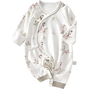 100% Organic Cotton Soft Newborn Baby Romper Jumpsuits for Boys and Girls Unisex, Long Sleeve, 0-6 Months