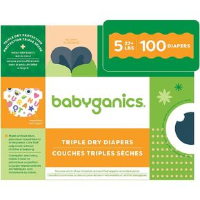 Babyganics Size 5, 100 count, Absorbent, Breathable, Triple Dry Protection Diapers