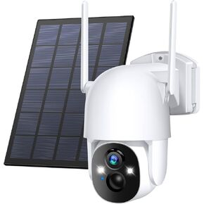 Poyasilon 2-Pack Solar Security Camera Wireless Outdoor, 2K, Color Night Vision, Two-Way Talk, Dual Spotlights, Cloud/SD Storage, 2.4GHz WiFi, Light White in Saudi Arabia