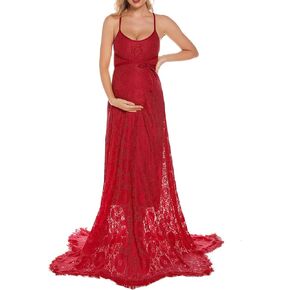 COSYOU Lace Up Ball Dress Gown Backless Lace Party Cocktail Dress Maternity Dress for Photoshoot Baby Shower Dress