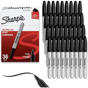 SHARPIE Permanent Markers, Fine Point, Black, 36 Count