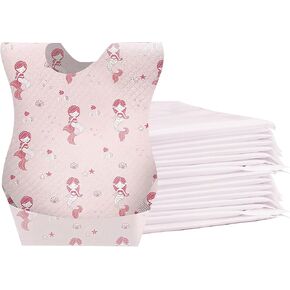 Baby Disposable Bibs Travel Feeding Bib 25pcs - Leakproof Liner, Food Catcher Pocket for 6-18 Months Babies Toddlers
