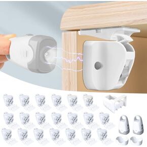 Child Magnetic Cabinet Locks (10 Locks and 2 Keys) -Baby Proofing Cabinet Latch Locks with Lighting Function, Fit Most Cabinets and Drawers (10+2)