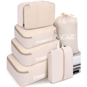 BAGAIL 8 Set Packing Cubes Luggage Packing Organizers for Travel Accessories-Cream