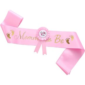 HUKONHEP 2 Packs Pink Baby Shower Sash, Mommy to Be Sash and Daddy to Be Badge, Baby Shower Decorations for boys, Gender Reveals Gifts