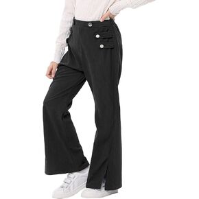 Girl Slit Flared Pants High Waist Wide Leg Casual Slacks for Kid Girls 3-12 Years