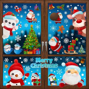 Christmas Window Clings - 192Pcs Christmas Snowflake Window Clings Stickers for Glass, Christmas Decorations for Home Decor Winter Xmas Holiday