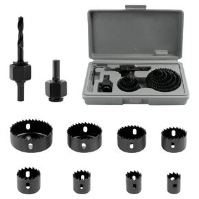 Fixinus 11 Piece Hole Saw Set, 19mm-64mm Hole Saw Kit in Case with Hex Key, Mandrels, Saw Blade for Wood, Plasterboard, Plastic