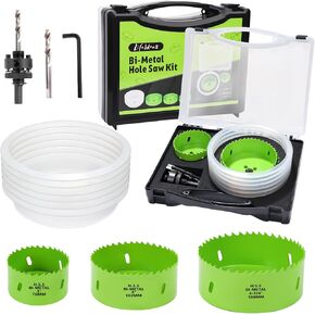 Hole Saw Kit with Dust Bowl, Hole Saw Set,Bi-Metal Hole Saw Kit With Storage Case,9pcs Hole Saw with 3", 4" and 4-1/4"Saw Blades, Hole Saw for Drilling Wood Plastic PVC Board