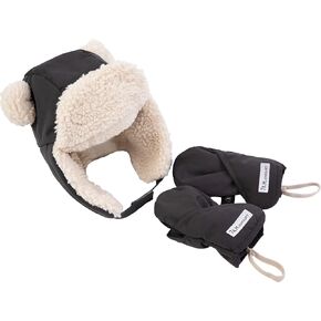 7AM Enfant Cub Set Benji - Soft Plush No Bear Ear Sherpa Cub Hat & Mittens Set, Machine Washable | Warm Cozy Hat & Mittens