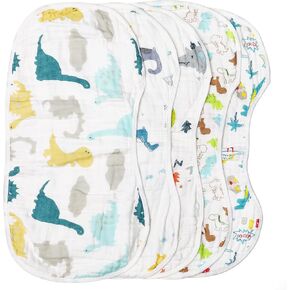 ShoppeWatch Muslin Burp Cloths Baby Burping Bibs 100% Organic Cotton 5-Pack Large 6 Layers Thick Soft Absorbent Cloth Spit Up Dribble Towels Rags for Newborns & Babies Unisex Shower Gift BB20