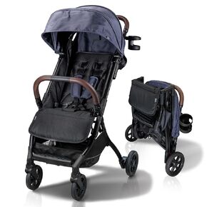 Lightweight Baby & Toddler Stroller, Ultra Compact, Airplane-Friendly Travel Stroller, One-Handed Fold, Near Flat Recline, X-L Canopy & Parent Cup Holder -LinQ (Midnight Black)