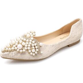 Pearl Decoration Women's Flat Bottom Pointed Toe One Step Flat Bottom Flat Bottom Shoes