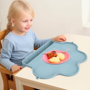 Baby Silicone Placemats for Toddler Kids, Durable Food Grade Silicone with Non-Slip Suction, Sticky Table Mats for Restaurants Home Travel